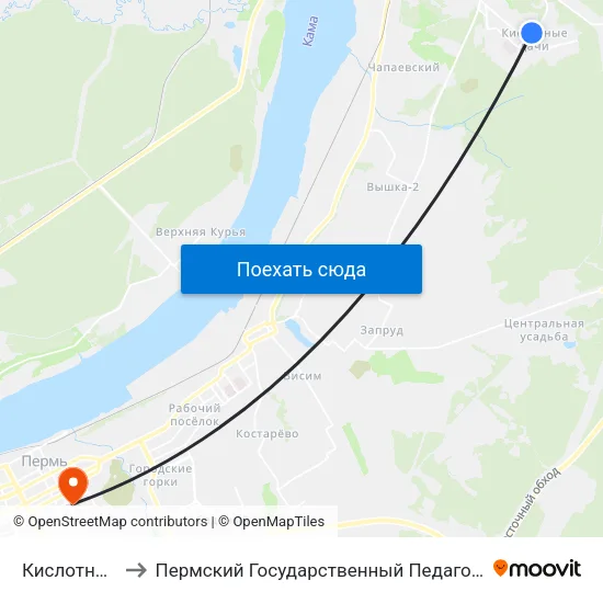 Кислотные Дачи to Пермский Государственный Педагогический Университет map