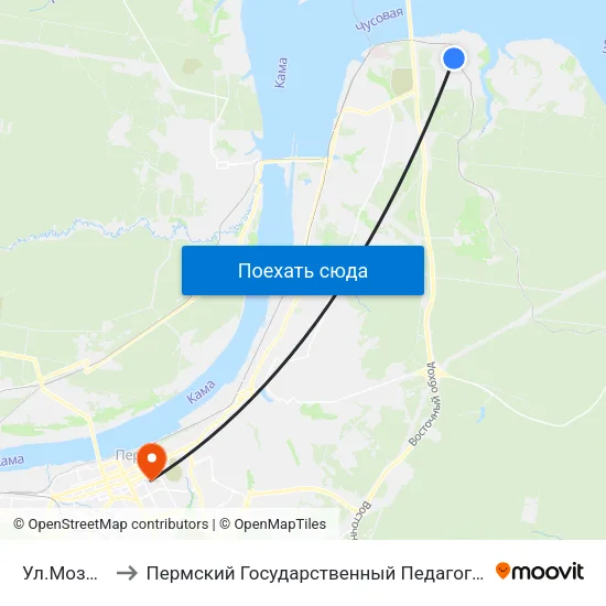 Ул.Мозырская to Пермский Государственный Педагогический Университет map