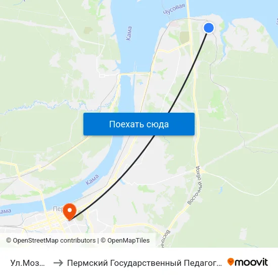 Ул.Мозырская to Пермский Государственный Педагогический Университет map