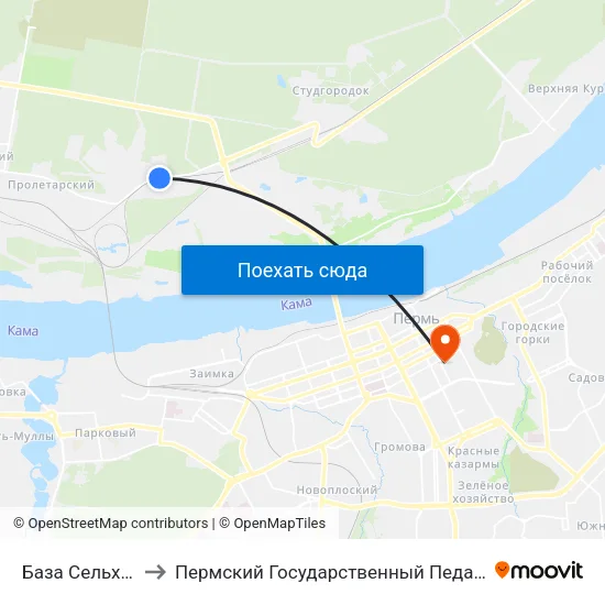 База Сельхозтехники to Пермский Государственный Педагогический Университет map