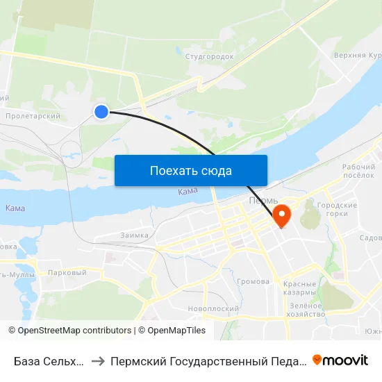 База Сельхозтехники to Пермский Государственный Педагогический Университет map