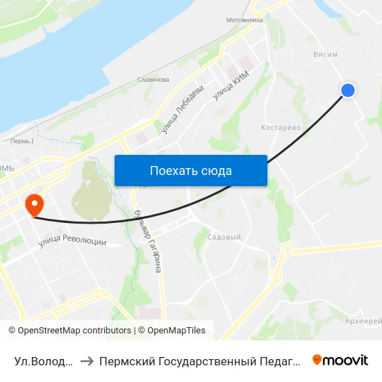 Ул.Володарского to Пермский Государственный Педагогический Университет map