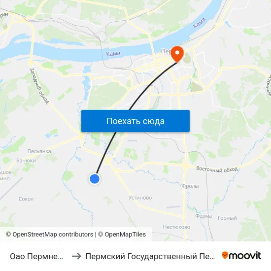 Оао Пермнефтеоргсинтез to Пермский Государственный Педагогический Университет map