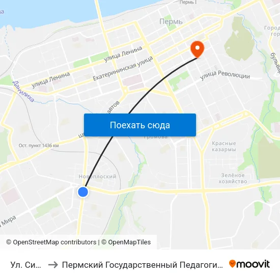 Ул. Сивкова to Пермский Государственный Педагогический Университет map
