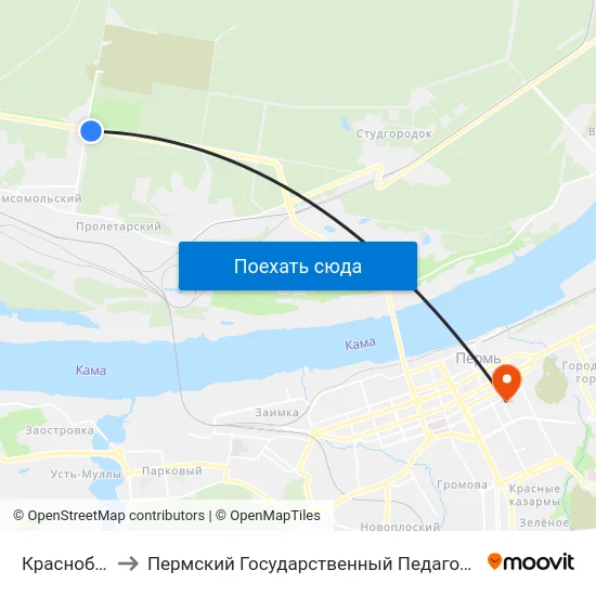 Красноборская to Пермский Государственный Педагогический Университет map