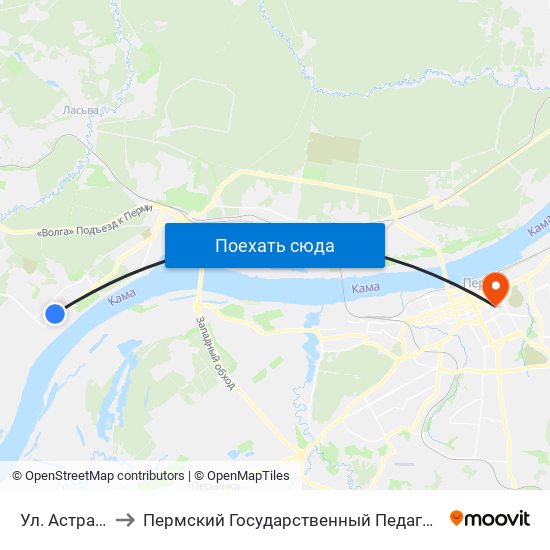 Ул. Астраханская to Пермский Государственный Педагогический Университет map