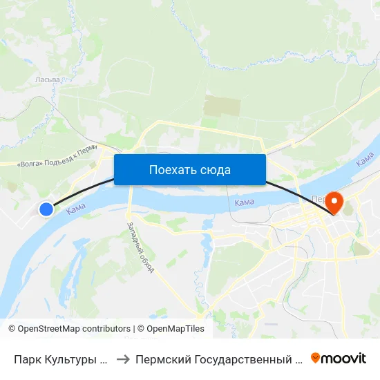 Парк Культуры И Отдыха (Закам) to Пермский Государственный Педагогический Университет map