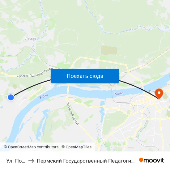 Ул. Победы to Пермский Государственный Педагогический Университет map