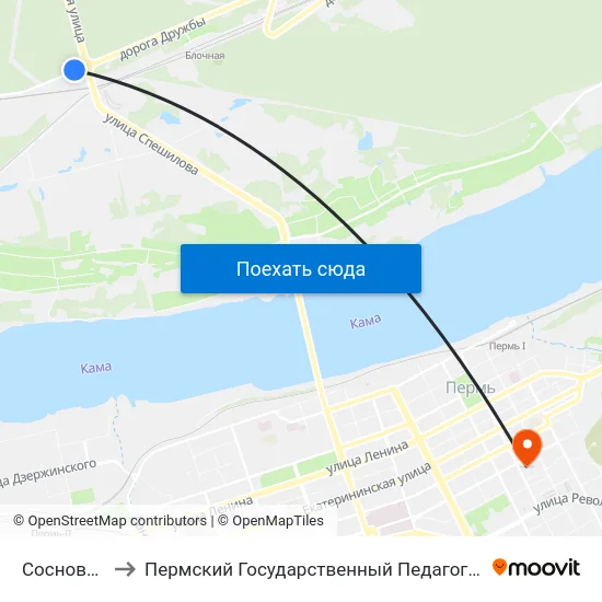 Сосновый Бор to Пермский Государственный Педагогический Университет map