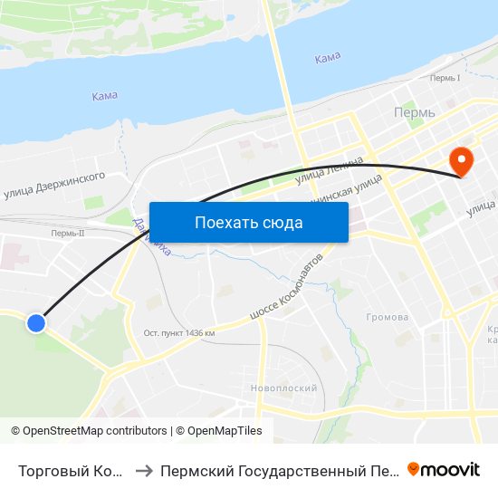 Торговый Комплекс Лента to Пермский Государственный Педагогический Университет map