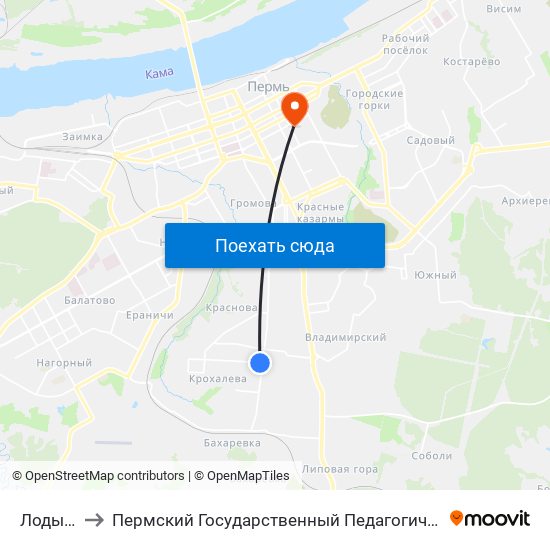 Лодыгина to Пермский Государственный Педагогический Университет map