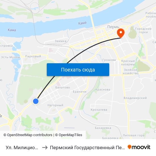 Ул. Милиционера Власова to Пермский Государственный Педагогический Университет map