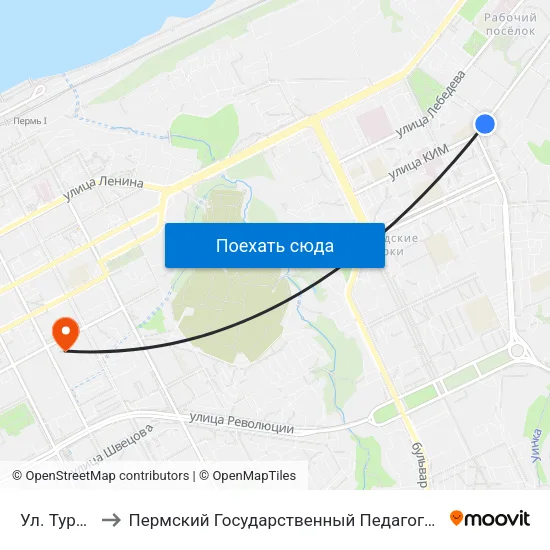 Ул. Тургенева to Пермский Государственный Педагогический Университет map