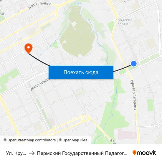 Ул. Крупской to Пермский Государственный Педагогический Университет map