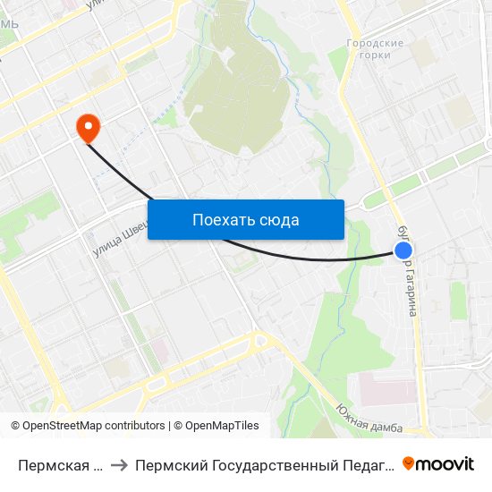 Пермская Ярмарка to Пермский Государственный Педагогический Университет map