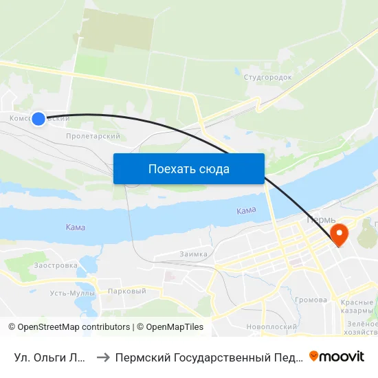 Ул. Ольги Лепешинской to Пермский Государственный Педагогический Университет map
