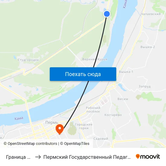 Граница Районов to Пермский Государственный Педагогический Университет map