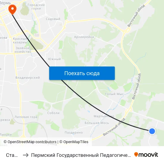 Стадион to Пермский Государственный Педагогический Университет map