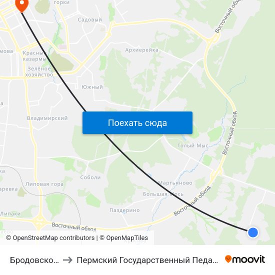 Бродовское Кольцо to Пермский Государственный Педагогический Университет map