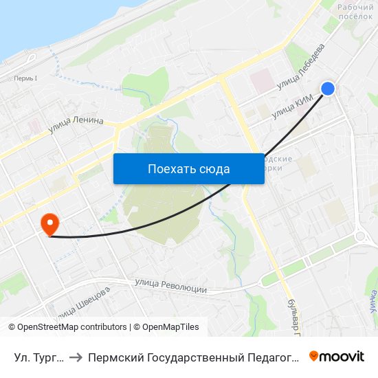 Ул. Тургенева to Пермский Государственный Педагогический Университет map