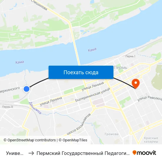 Университет to Пермский Государственный Педагогический Университет map