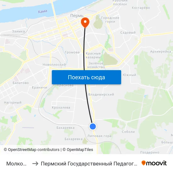 Молкомбинат to Пермский Государственный Педагогический Университет map