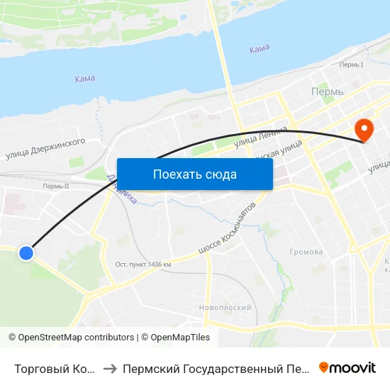 Торговый Комлекс Лента to Пермский Государственный Педагогический Университет map
