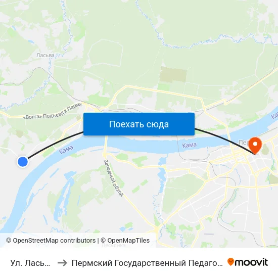 Ул. Ласьвинская to Пермский Государственный Педагогический Университет map