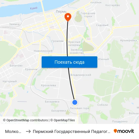 Молкомбинат to Пермский Государственный Педагогический Университет map