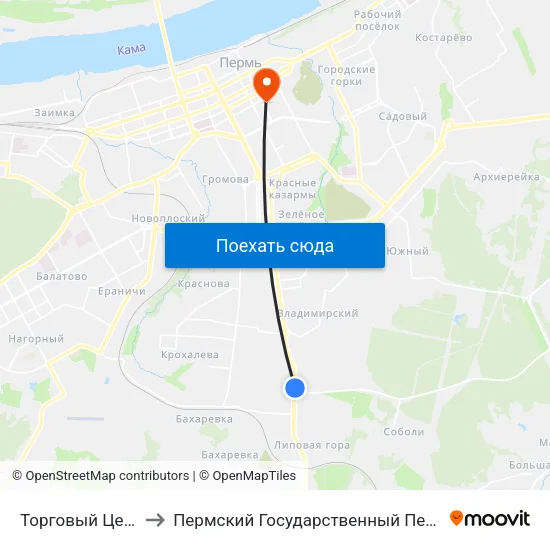 Торговый Центр Баумолл to Пермский Государственный Педагогический Университет map