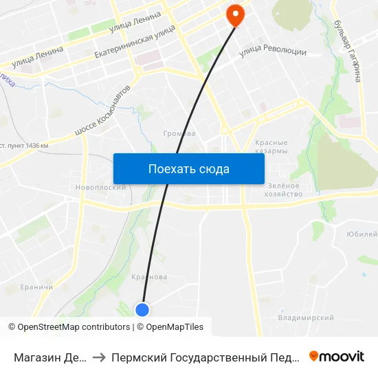 Магазин Детский Мир to Пермский Государственный Педагогический Университет map