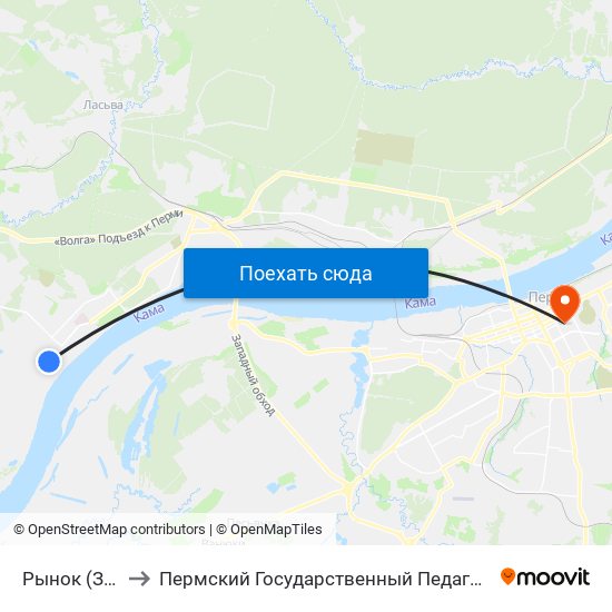 Рынок (Закамск) to Пермский Государственный Педагогический Университет map