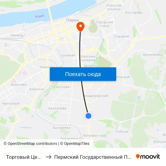 Торговый Центр «Баумолл» to Пермский Государственный Педагогический Университет map