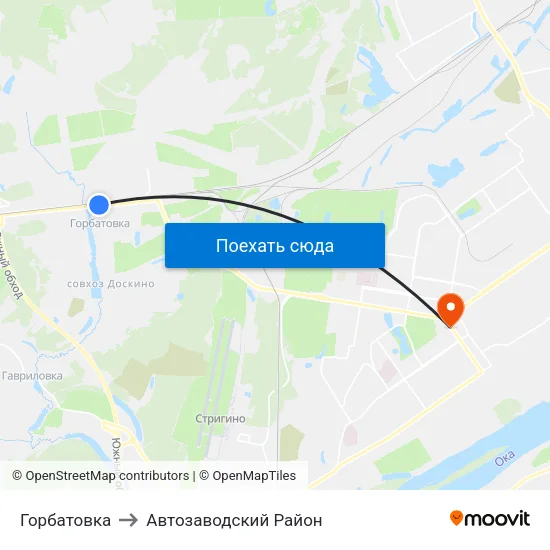 Горбатовка to Автозаводский Район map