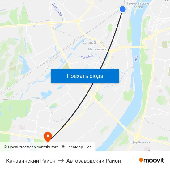 Канавинский Район to Автозаводский Район map