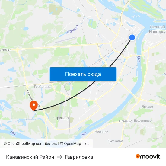 Канавинский Район to Гавриловка map