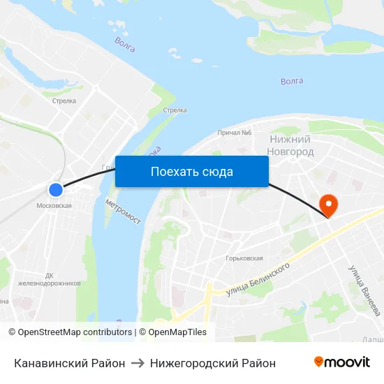 Канавинский Район to Нижегородский Район map