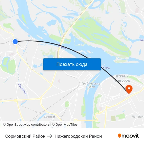 Сормовский Район to Нижегородский Район map