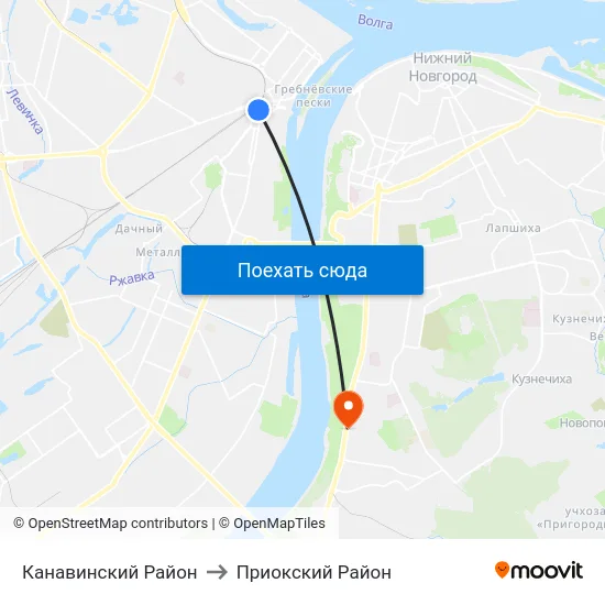 Канавинский Район to Приокский Район map