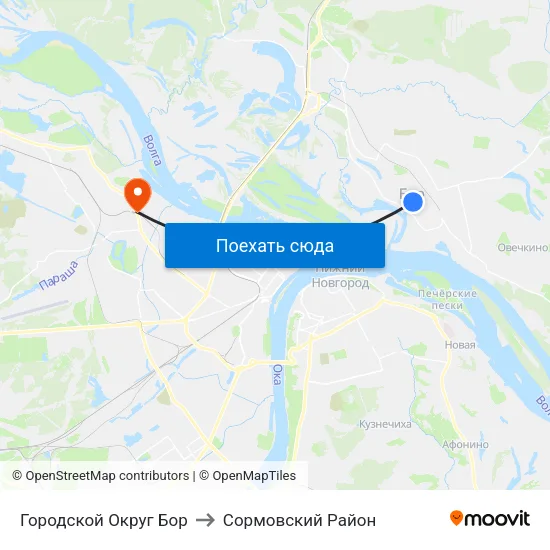Городской Округ Бор to Сормовский Район map
