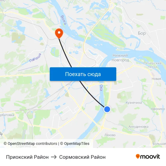 Приокский Район to Сормовский Район map