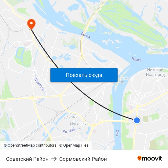 Советский Район to Сормовский Район map