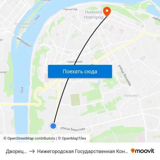 Дворец Спорта to Нижегородская Государственная Консерватория Им. М.И. Глинки map