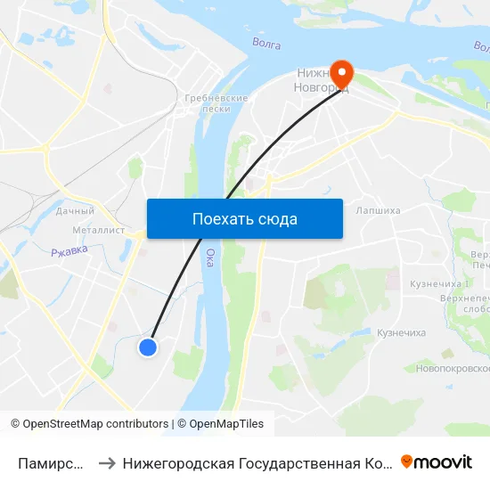 Памирская Улица to Нижегородская Государственная Консерватория Им. М.И. Глинки map