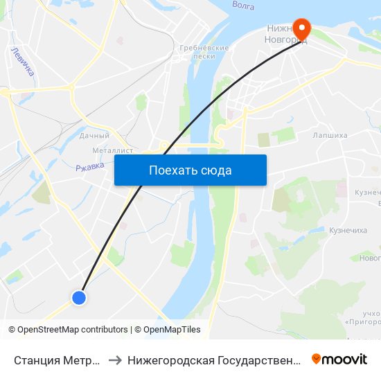 Станция Метро «Автозаводская» to Нижегородская Государственная Консерватория Им. М.И. Глинки map