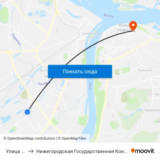 Улица Прямая to Нижегородская Государственная Консерватория Им. М.И. Глинки map