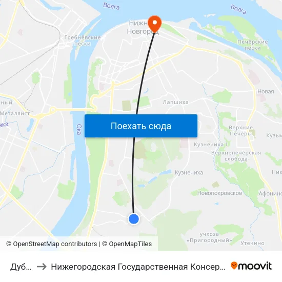 Дубенки to Нижегородская Государственная Консерватория Им. М.И. Глинки map