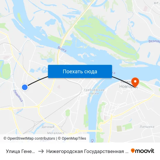 Улица Генерала Клюева to Нижегородская Государственная Консерватория Им. М.И. Глинки map