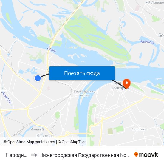 Народная Улица to Нижегородская Государственная Консерватория Им. М.И. Глинки map
