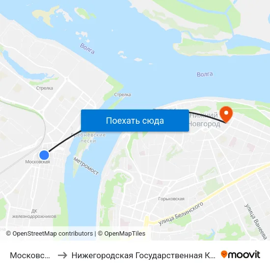 Московский Вокзал to Нижегородская Государственная Консерватория Им. М.И. Глинки map